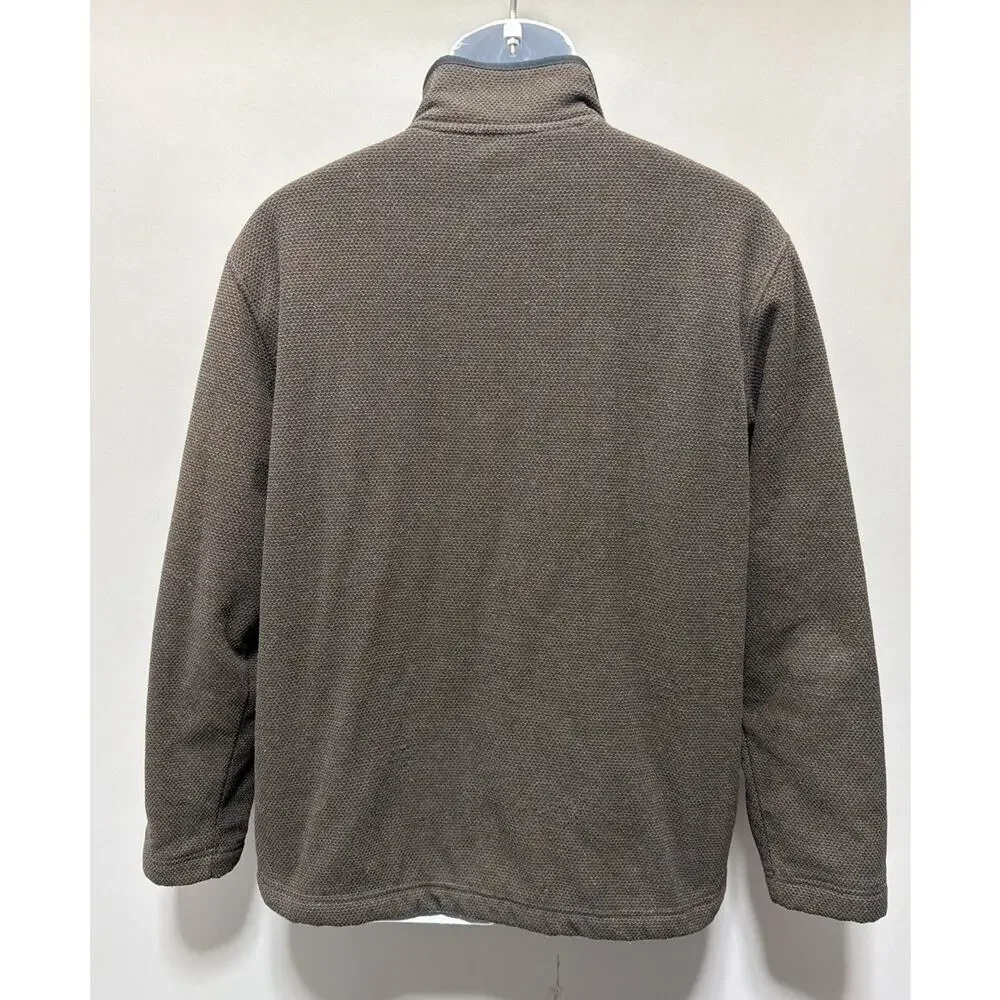 Orvis Quarter Zip Sherpa Lined Pullover Sweater Jacket Men's M Brown